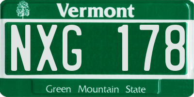 VT license plate NXG178