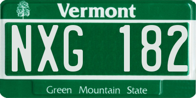 VT license plate NXG182