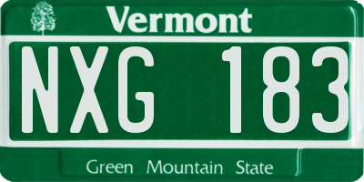 VT license plate NXG183