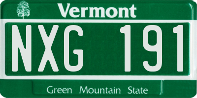 VT license plate NXG191