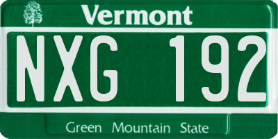 VT license plate NXG192