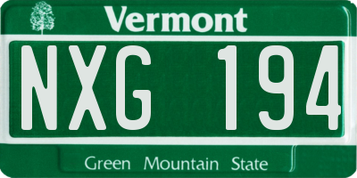 VT license plate NXG194