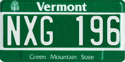 VT license plate NXG196