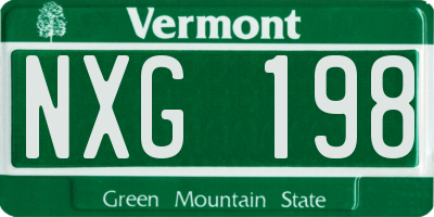 VT license plate NXG198