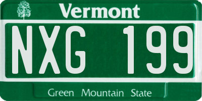VT license plate NXG199