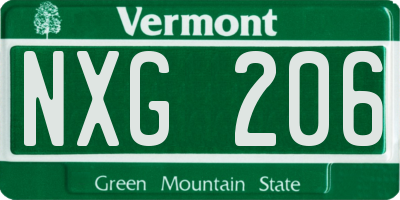 VT license plate NXG206