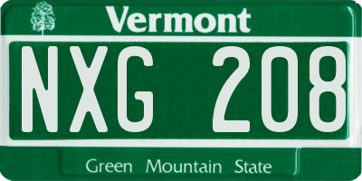 VT license plate NXG208