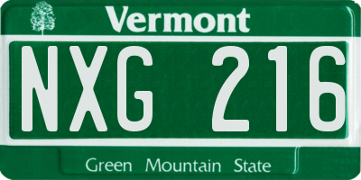 VT license plate NXG216