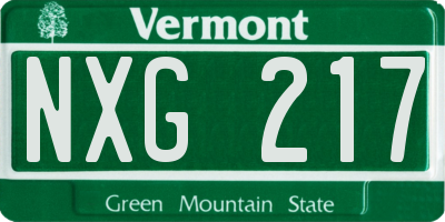 VT license plate NXG217
