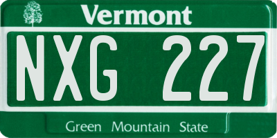 VT license plate NXG227