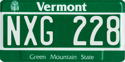 VT license plate NXG228