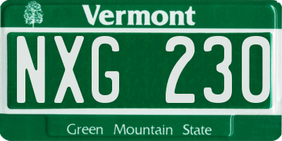 VT license plate NXG230