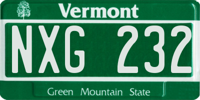 VT license plate NXG232