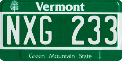 VT license plate NXG233