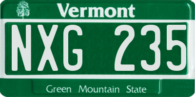 VT license plate NXG235