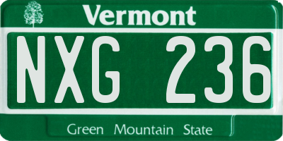 VT license plate NXG236