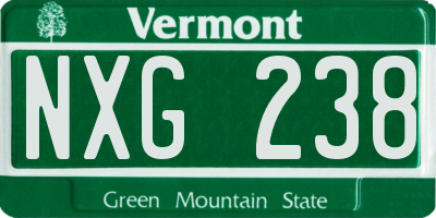 VT license plate NXG238