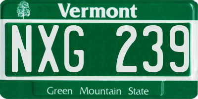 VT license plate NXG239