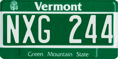 VT license plate NXG244
