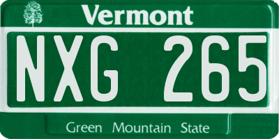 VT license plate NXG265