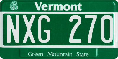 VT license plate NXG270