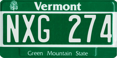 VT license plate NXG274