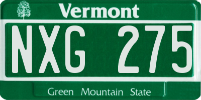 VT license plate NXG275