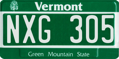 VT license plate NXG305