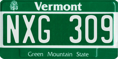 VT license plate NXG309