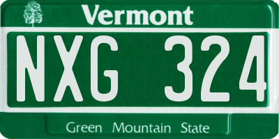 VT license plate NXG324