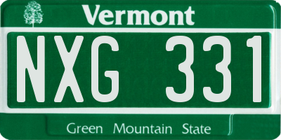 VT license plate NXG331
