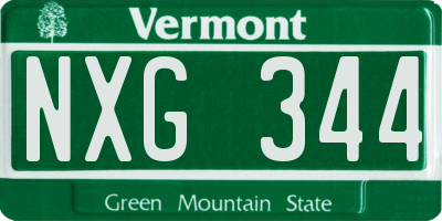 VT license plate NXG344