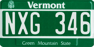 VT license plate NXG346