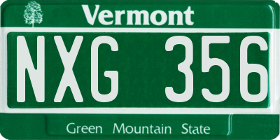 VT license plate NXG356