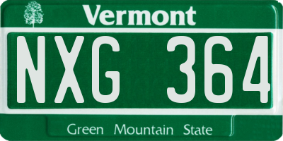 VT license plate NXG364