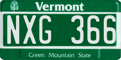 VT license plate NXG366