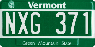 VT license plate NXG371