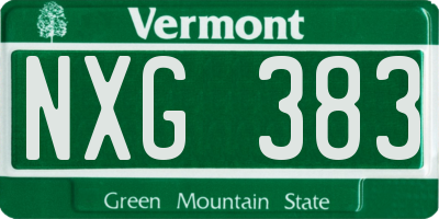 VT license plate NXG383