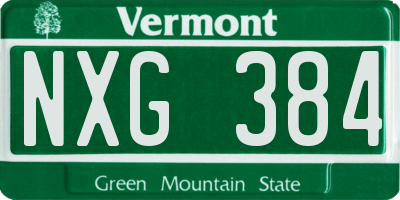 VT license plate NXG384