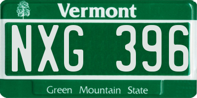 VT license plate NXG396