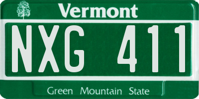VT license plate NXG411