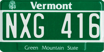 VT license plate NXG416