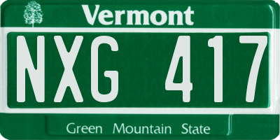 VT license plate NXG417