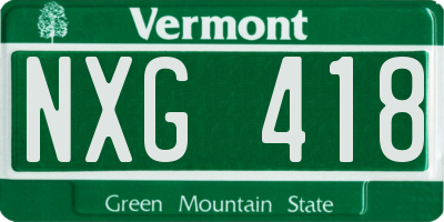 VT license plate NXG418
