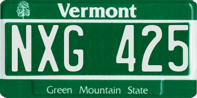 VT license plate NXG425