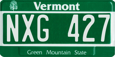 VT license plate NXG427