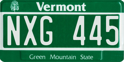 VT license plate NXG445