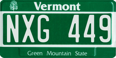 VT license plate NXG449