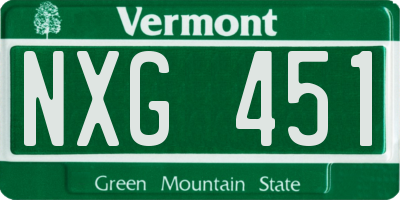 VT license plate NXG451