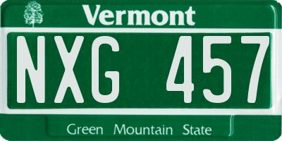VT license plate NXG457